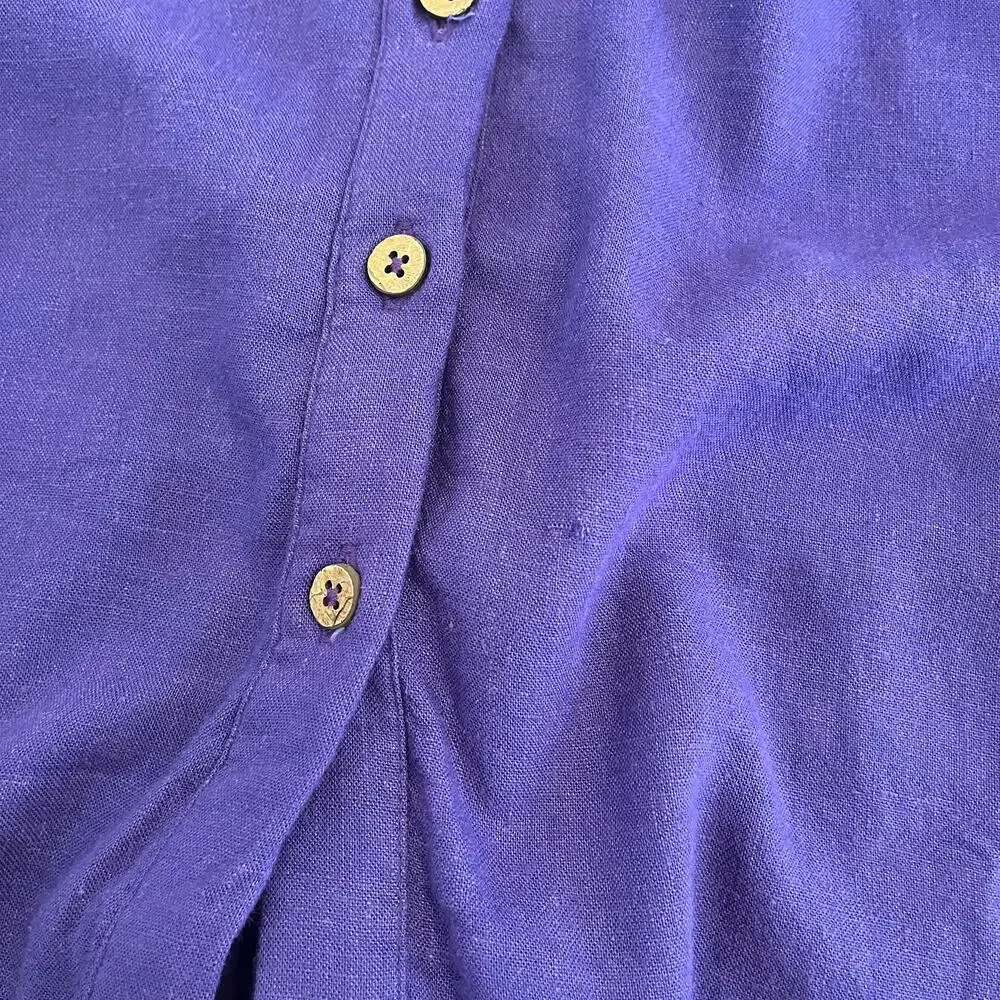 NWT Free People Vintage Summer Midi Dress Sz L Fits M Linen Blend Button Purple - Picture 12 of 16
